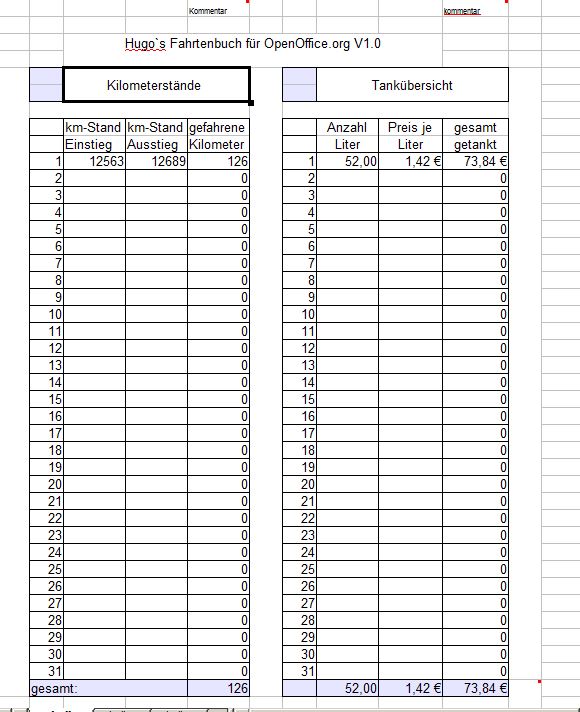 Fahrtenbuch-Vorlage  Kostenloses Excel-Muster zum Download - IONOS